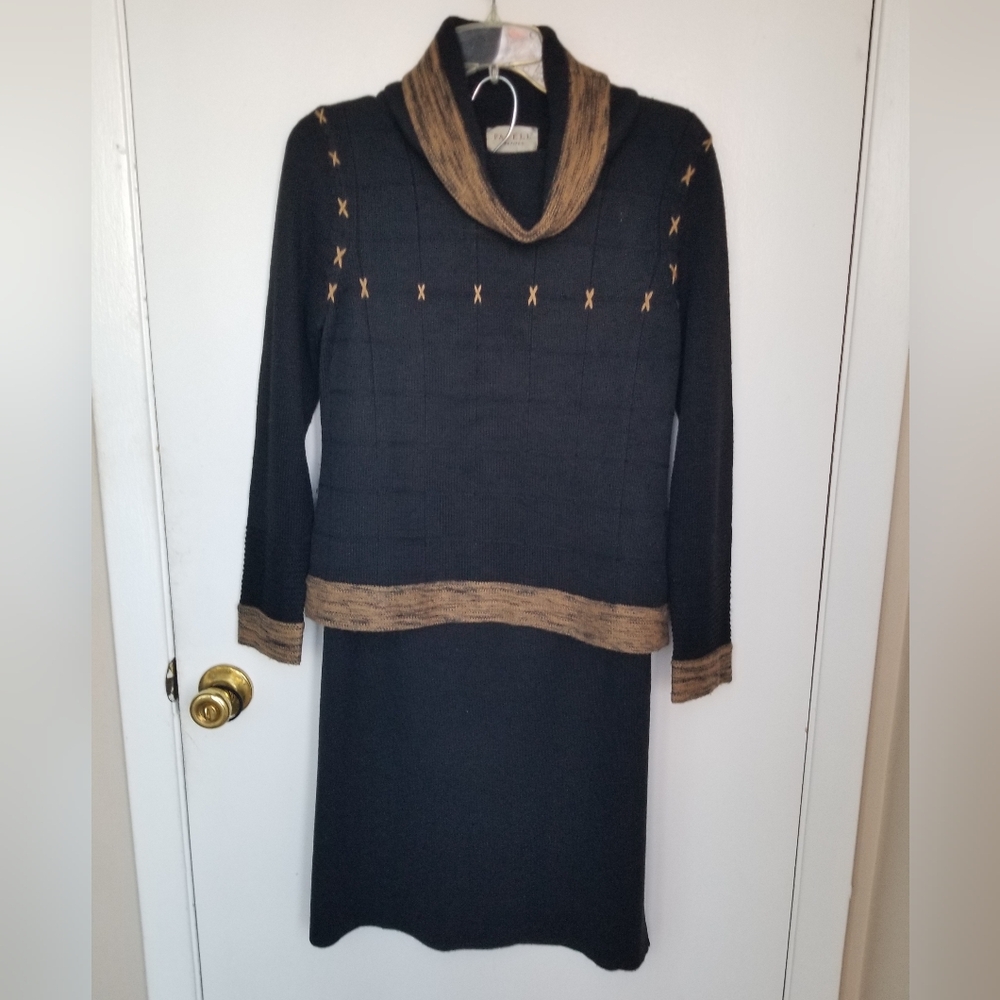 Chic Black and Brown Maxi 2  pc Sweater Dress